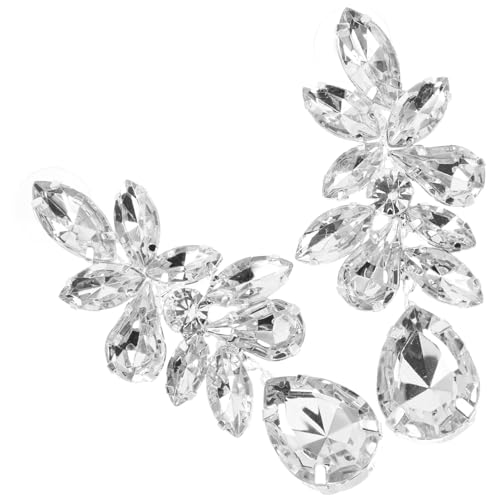 PartyKindom Rhinestone Ohrringe Damen Bling Ohrhänger Silber Strass Schmuck für Party Abendessen Mädchen von PartyKindom