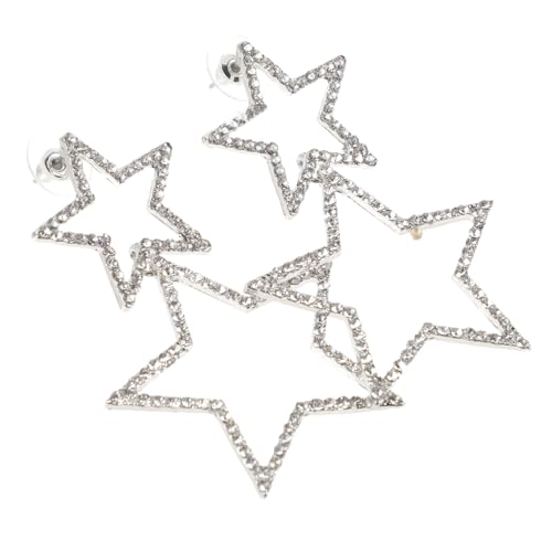 PartyKindom Rhinestone Stern Ohrringe Damen Hängend Leicht Vintage Fünfeckig Zarte Strass Ohrhänger Stilvolle Schmuckstücke für Frauen und Mädchen von PartyKindom