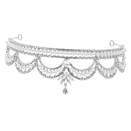 PartyKindom Rhinestone Tiara mit Perlenbesatz Elegantes Stirnband für Braut und Damen Vielseitiger Hochzeitsschmuck Glitzernde Krone für Geburtstagsfeiern und Festliche Anlässe von PartyKindom