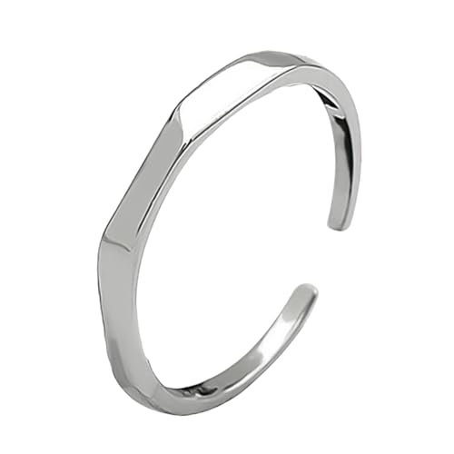PartyKindom Einstellbarer Silber Ring für Damen und Herren Rhombus Öffnungsring Minimalistischer Metallring Schmuck für für Alltag und Besondere Anlässe von PartyKindom