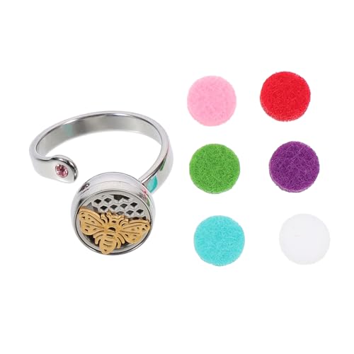 PartyKindom Ring aus ätherischen Ölen für die Aromatherapie Finger Mädchen Gold einstellbar ätherische öle offene Ringe aus Edelstahl ätherisches Öl offener Ring Parfümringe von PartyKindom