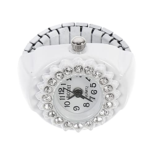 1stk Ringuhr Feinere Uhr Ring Entworfene Uhr Modeuhren Für Damen Uhrenringe Für Diamantuhren Für Damen Kristalluhr Lustiger Fingerring Normaler Glasspiegel Weiß Clip Frau Einfach von PartyKindom