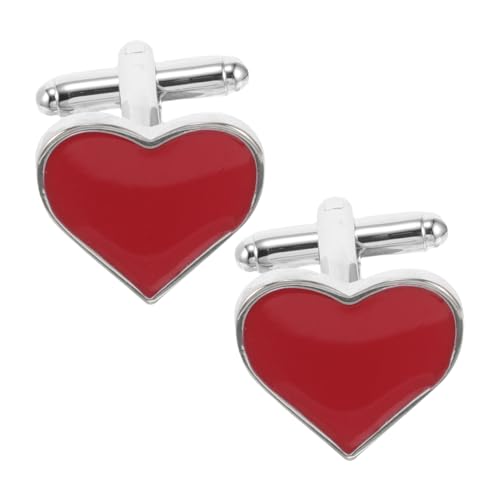 PartyKindom Romantische Rote Herz Manschettenknöpfe für Herren Formale Vintage Accessoires für Hochzeit Valentinstag Business Anlässe und Besondere Feiern von PartyKindom