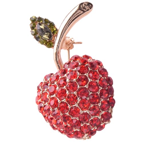 PartyKindom Rote Brosche Anstecknadel für Damen Dekorative Kleidung Pins mit Funkelnden Strasssteinen Eleganter Apfel Lapel Pin für Mantel Anzug Pullover und Schal von PartyKindom