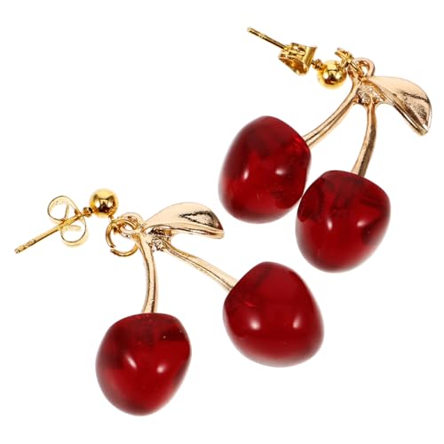 PartyKindom Rote Kirschen Ohrringe Damen Baumelnde Frucht Design Leichte Dangle Ohrhänger Süße Transparente Sommer Schmuck Für Mädchen Accessoire von PartyKindom