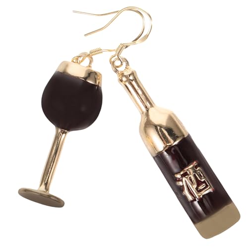 PartyKindom Rote Weinflasche und Weinglas Ohrringe Damen Alloy Ohrhänger Modisch Leicht Hautfreundlich für Party Geburtstag Valentinstag Schmuck von PartyKindom