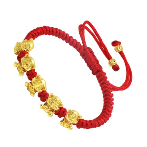PartyKindom Rotes Geflochtenes Tiger Armband Neujahr Einstellbares Glücksarmband für Damen Herren Chinesisches Handgelenkschmuck zum Jahreswechsel von PartyKindom