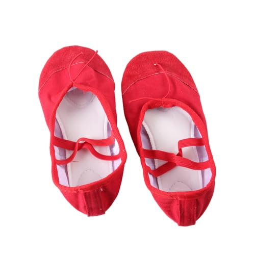 PartyKindom Rutsch Ballettschuhe mit Geteilter Ledersohle Leichte Tanzschläppchen mit Elastischem Band Geeignet für Yoga Ballett und Moderne Tänze Rote und Erwachsenenschuhe von PartyKindom