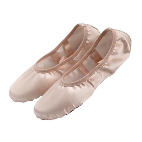 PartyKindom Satin Ballettschuhe Damen mit Geteilten Ledersohlen Elastischem Riemen Leichter Gymnastikschuh für Ballett und Tanz Atmungsaktiv und Komfortabel für Anfänger und Profis von PartyKindom