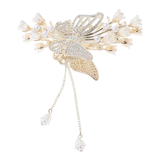 PartyKindom Schimmernde Haarklammer für Damen Große Bunte Haarkralle mit Perlen und Strass für Dickes Haar Modisches Haaraccessoire für Besondere Anlässe und Alltägliche Styles von PartyKindom