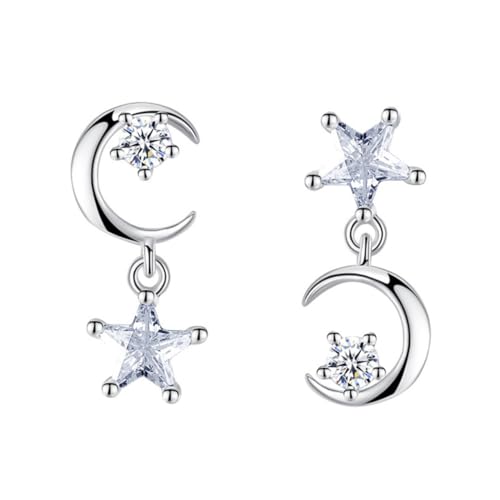 PartyKindom Schlichte Silberne Ohrstecker mit Glänzendem Stern Design Nickelfrei Leicht und Langlebig Geeignet für Damen Alltag Party und Reise Modischer Ohrschmuck für Frauen von PartyKindom