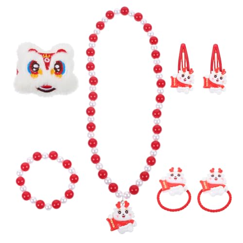 PartyKindom Schmuckset für Mädchen Teilig mit Halskette Armband Haarschmuck Bunte Perlen für Kleinkinder und Tägliches Anziehen Party Kostüm Zubehör von PartyKindom