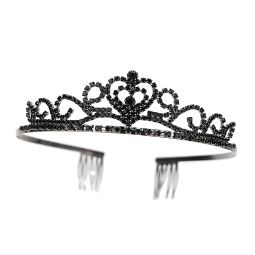 PartyKindom Schwarze Brautkrone mit Funkelnden Zirkonia Eleganter Haarschmuck für Damen Stilvolles Accessoire für Hochzeit Abschlussball und Fotoshooting von PartyKindom