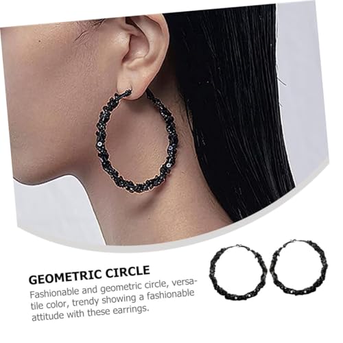 PartyKindom Schwarze Große Geometrische Creolen Damen Ohrringe Modisch Auffällig Vielseitig für Alltag und Party PartyKindom Schwarze Große Geometrische Creolen Damen Ohrringe Modisch Auffällig Vielseitig für Alltag und Party von PartyKindom