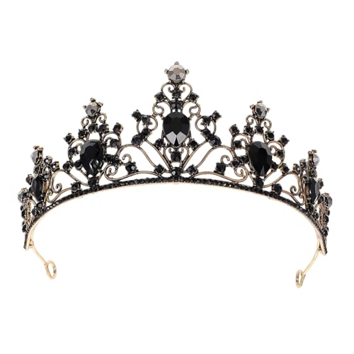 PartyKindom Schwarze Party Krone Damenfestliche Hochzeit Tiara Haarschmuck Langlebig und Modisch für Geburtstage Engagements und Festliche Anlässe von PartyKindom