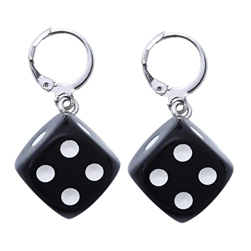PartyKindom Schwarze Würfel Ohrringe Damen Würfel Ohrhänger Kreativer Schmuck Modisch Langlebig für Alltag und Party von PartyKindom