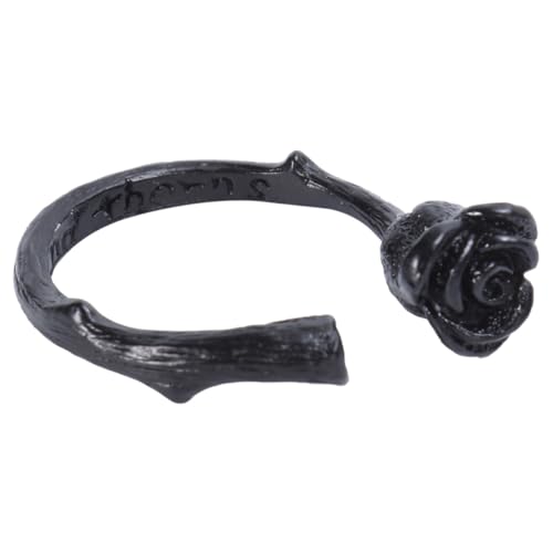 PartyKindom Schwarzer Offener Rosering Damen Kreativ Ausgefallener Ring aus Leichtem Kupfer Modischer Schmuck für Frauen Geschenkidee Langlebig und Individuell von PartyKindom