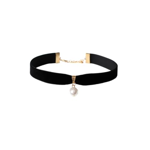 PartyKindom Schwarzer Perlen Choker mit Samtigem Finish Kurze Halskette für Damen Modisches Accessoire für Alltag und Besondere Anlässe Verstellbar und Komfortabel zu Tragen von PartyKindom