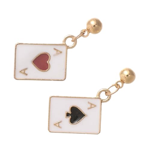 PartyKindom Silber Ohrstecker Herz Spielkarten Design Kreative Damen Ohrschmuck Persönliche Ear Jewelry für Freundinnen und Besondere Anlässe von PartyKindom