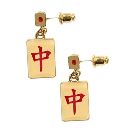 PartyKindom Silber Ohrstecker Mahjong Würfel Kreative Damen Ohrhänger Leichtes Modisches Schmuckstück für Alltag Party und Festliche Anlässe Einzigartiges Design mit Mahjong Symbol von PartyKindom