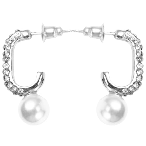 PartyKindom Silberne C förmige Perlen Ohrstecker Damen Modische Leichte Ohrringe für Alltag und Fest Eleganter Schmuck Einfach Anzulegen Hübsches Accessoire für Frauen von PartyKindom