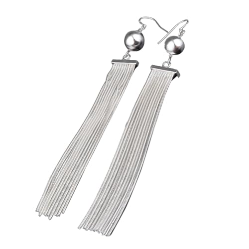 PartyKindom Silberne Damen Ohrstecker Geometrische Lange Ketten Quasten Ohrschmuck Retro Ethno Stil Leicht zu Tragen für Hochzeit Party und Alltag Personalisierte Hochwertige Legierung von PartyKindom