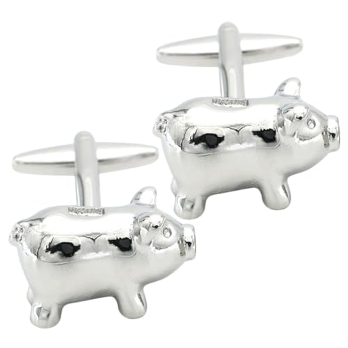 PartyKindom Silberne Manschettenknöpfe Herren Kreative Schwein Sparschwein Design Lustige Business Hemd Accessoires Hochzeit von PartyKindom