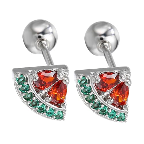 PartyKindom Silberne Ohrstecker mit Wassermelonen anhänger Damen Ohrschmuck Modisch Fruchtig Eleganter Ohrstecker für Mädchen und Frauen Passend zu Verschiedenen Stilrichtungen von PartyKindom