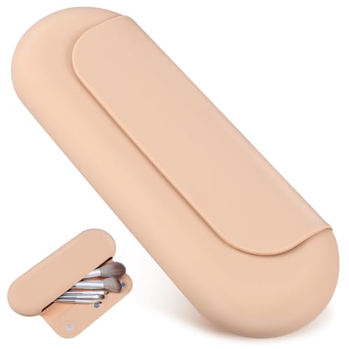 PartyKindom Silikon Make Up Pinselhalter Deep Khaki Reise Kosmetik Organizer mit Belüftung Großer Kapazität Kompakt und Leicht Praktischer Aufbewahrungsbeutel für Pinsel und Stifte von PartyKindom