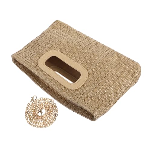 PartyKindom Simulierte Gras Handtasche mit Abnehmbarer Kette und Tragegriff Kleine Quadratische Clutch Boho Party Handtasche für Damen Geräumig und Komfortabel für Sommer und Hochzeit von PartyKindom
