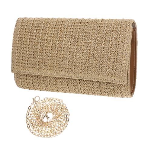 PartyKindom Sommer Umhängetasche Damen Kleine Schultertasche Imitation Strohtasche Stilvolle Abendtasche Vielseitig für Urlaub Strand Events von PartyKindom