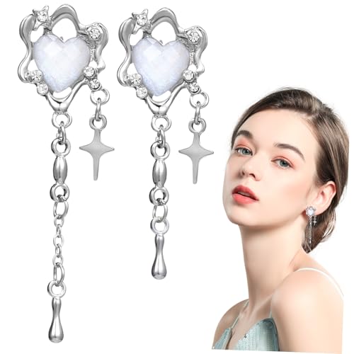 PartyKindom Statement Herz Ohrringe Damen Sternförmige Dangle Ohrhänger Leichte Schmuck Accessoires Einzigartiges Design Edelstahllegierung und Langlebig von PartyKindom