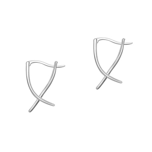 PartyKindom Sterling Silber Line Cross Ohrringe Damen Vintage Stil Leicht Elegant Schmuck für Hochzeit Geburtstag Party von PartyKindom