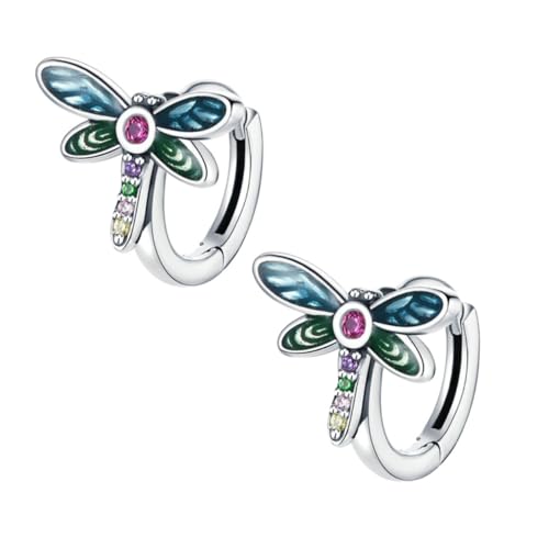PartyKindom Sterling Silber Ohrstecker Damen Zierliche Libellenform Bunte Zirkonia Ohrhänger Modischer Schmuck Für Alltag Fest Party von PartyKindom