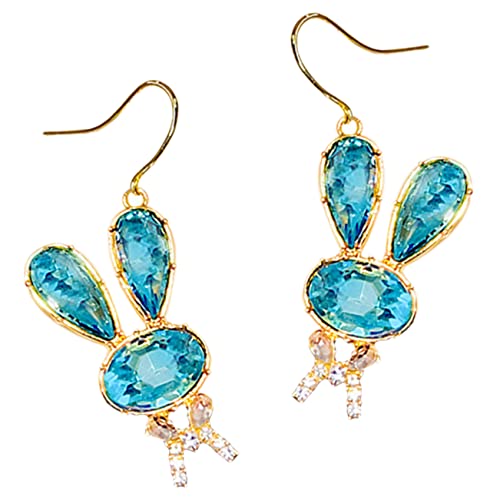 PartyKindom Stilvolle Damen Ohrringe Blaue Hasen Ohrstecker mit Funkelnden Strasssteinen Filigrane Festival Ohrdekoration für Party und Alltag Geschenkidee von PartyKindom