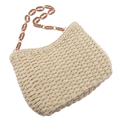 PartyKindom Strandtasche Damen Geflochtene Strohtasche Sommerhandtasche Leicht Tragbar Schultertasche Tote Bag Für Strandurlaub Alltag von PartyKindom