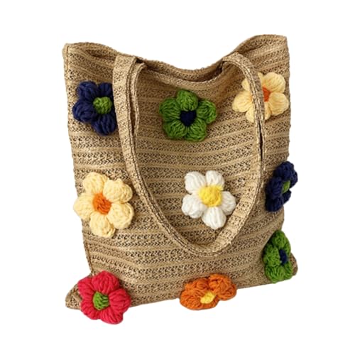 PartyKindom Strandtasche Damen Geflochtene Tote Schultertasche Blumendesign Handtasche Leicht Alltag Party Shopping Reise PartyKindom Strandtasche Damen Geflochtene Tote Schultertasche Blumendesign Handtasche Leicht Alltag Party Shopping Reise von PartyKindom