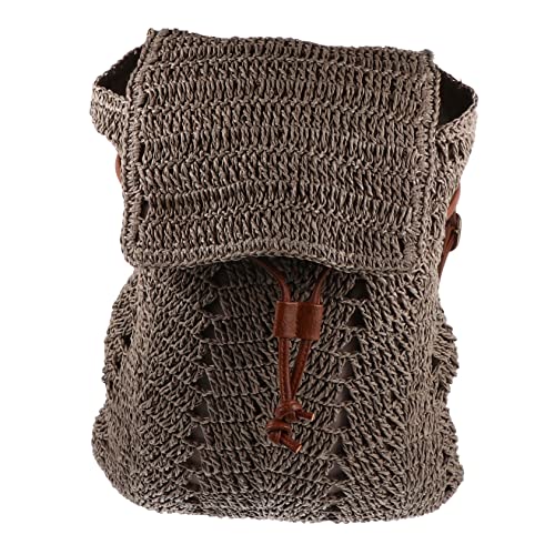 PartyKindom Strandtasche Damen Strohtasche Schultertasche Weave Backpack Modisch Strapazierfähig Mittelgroß Für Alltag Urlaub von PartyKindom
