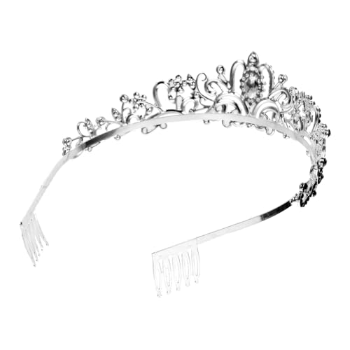 PartyKindom Strasskrone mit Kamm Haarschmuck für Damen Silbernes Funkelndes Tiara Haarband für Hochzeit Braut Party und Ball Modisches Cosplay Zubehör Königliches Design von PartyKindom