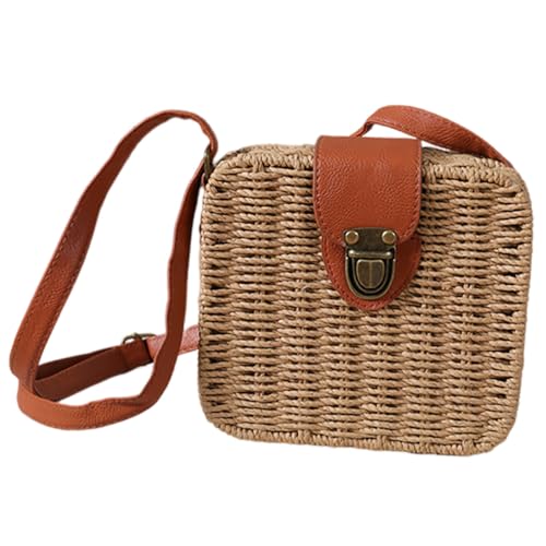 PartyKindom Straw Woven Schultertasche Damen Kleine Handtasche Handgefertigte Crossbody Bag für Sommer Strandtaschen Alltag Mode Leicht und Stilvoll von PartyKindom