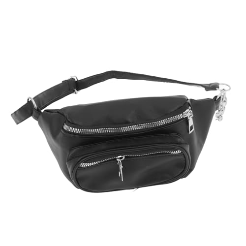 PartyKindom Stylische Damen Hüfttasche mit Kette Schwarze Waist Bag als Crossbody Schultertasche für Alltag Shopping und Arbeit Kompakte für Handy und Geldbörse Elegantes Design von PartyKindom