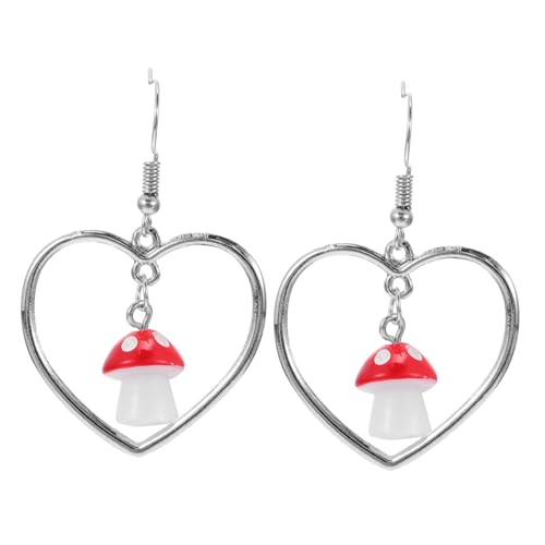 PartyKindom Symmetrische Damen Ohrringe Herz Pilz Design Modeschmuck Hängend Romantisch Süß Alltag Party von PartyKindom