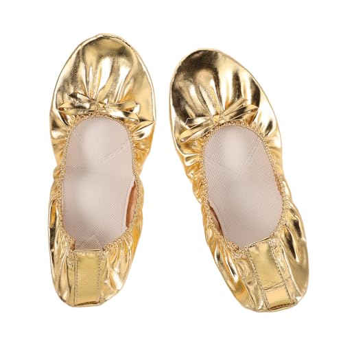 PartyKindom Tanzschuhe für Damen Goldene Weiche Ballettschläppchen mit Elastischer Geteilte Sohle Leichte Bequeme Schuhe für Bauchtanz Yoga und Bühnenauftritte von PartyKindom