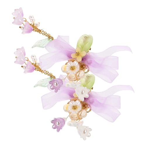PartyKindom Tassel Flower Haarspangen für Mädchen Chinesischer Hanfu Haarschmuck Komfortable Haarklammern mit Blumenmotiv Süßes Design für Festliche Anlässe von PartyKindom