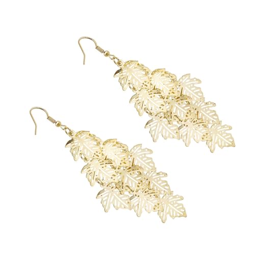 PartyKindom Tassel Ohrringe Mehrlagige Hängende Metallblatt Ohrhänger Damen Modisch Hohl Blattdesign Leichte Baumelnde Ohrschmuck für Party Alltag von PartyKindom