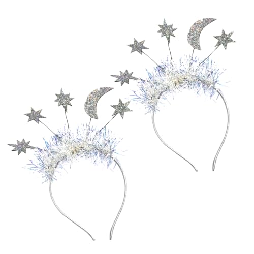 PartyKindom Teiliges Set Weihnachtsdekoration Haarbänder mit Stern und Mond Silberne Neujahr Haarschmuck für Damen und Mädchen für Festliche Anlässe und Partys von PartyKindom