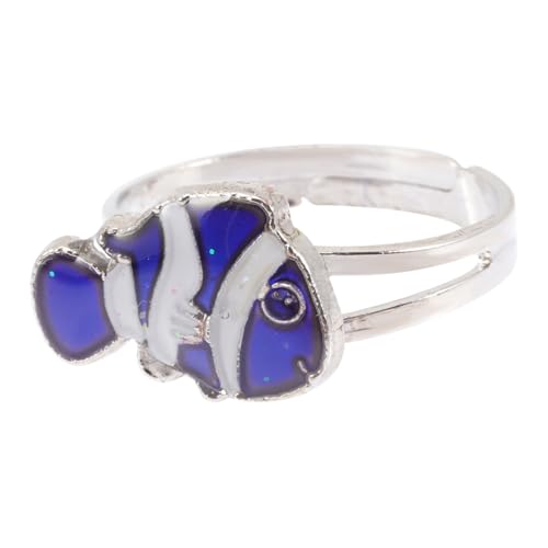 PartyKindom Farbwechselnder Fischfingerring Verstellbar Thermochrome Cartoon Ring für Kinder Einzigartiger Fingerschmuck für Partys von PartyKindom