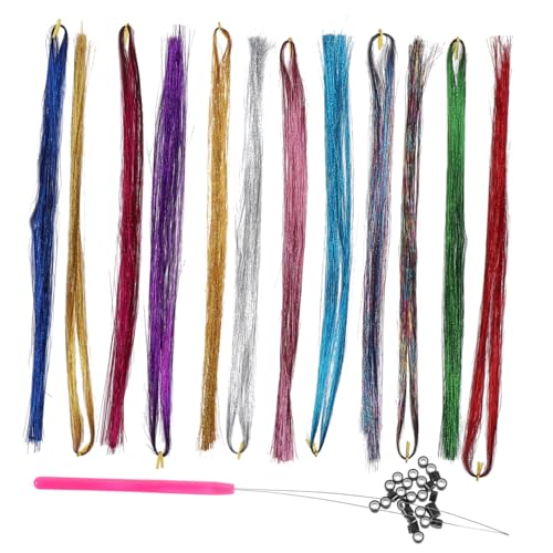 PartyKindom Tinsel Hair Extensions Farben Glitzernde Haarsträhnen mit Häkelnadel und Silikonringen Funkelnde Haarverlängerung für Mädchenschmuck Party Cosplay Festival PartyKindom Tinsel Hair Extensions Farben Glitzernde Haarsträhnen mit Häkelnadel und Silikonringen Funkelnde Haarverlängerung für Mädchenschmuck Party Cosplay Festival von PartyKindom