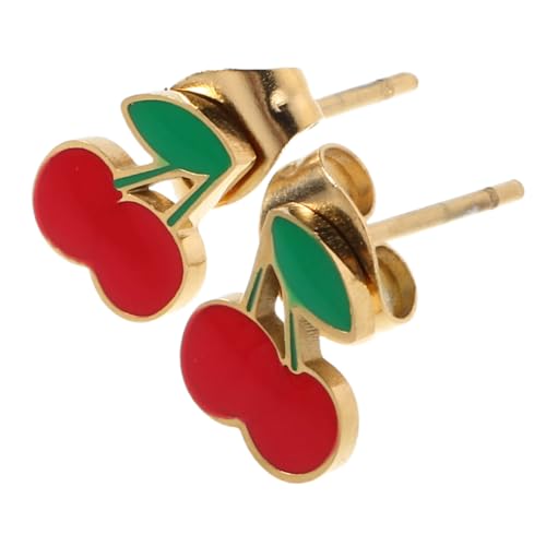 PartyKindom Titanstahl Ohrstecker Fruchtförmige Langlebige Damen Schmuck Attraktive Kirschen Design Modische Ästhetische Ohrringe für Frauen und Mädchen von PartyKindom