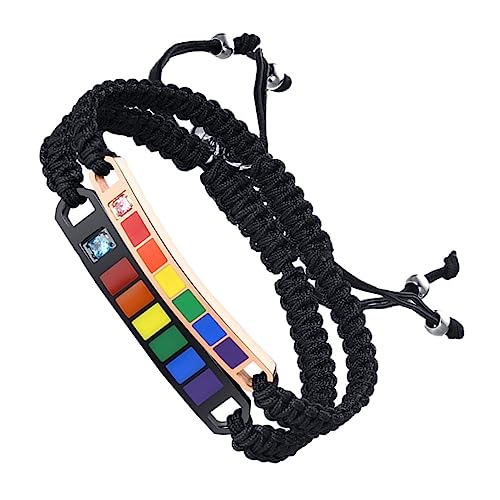 PartyKindom Titanstahl Regenbogen Armband Verstellbar Nylon Handseil Geflochtene Partnerschmuck Unisex für Damen und Herren von PartyKindom